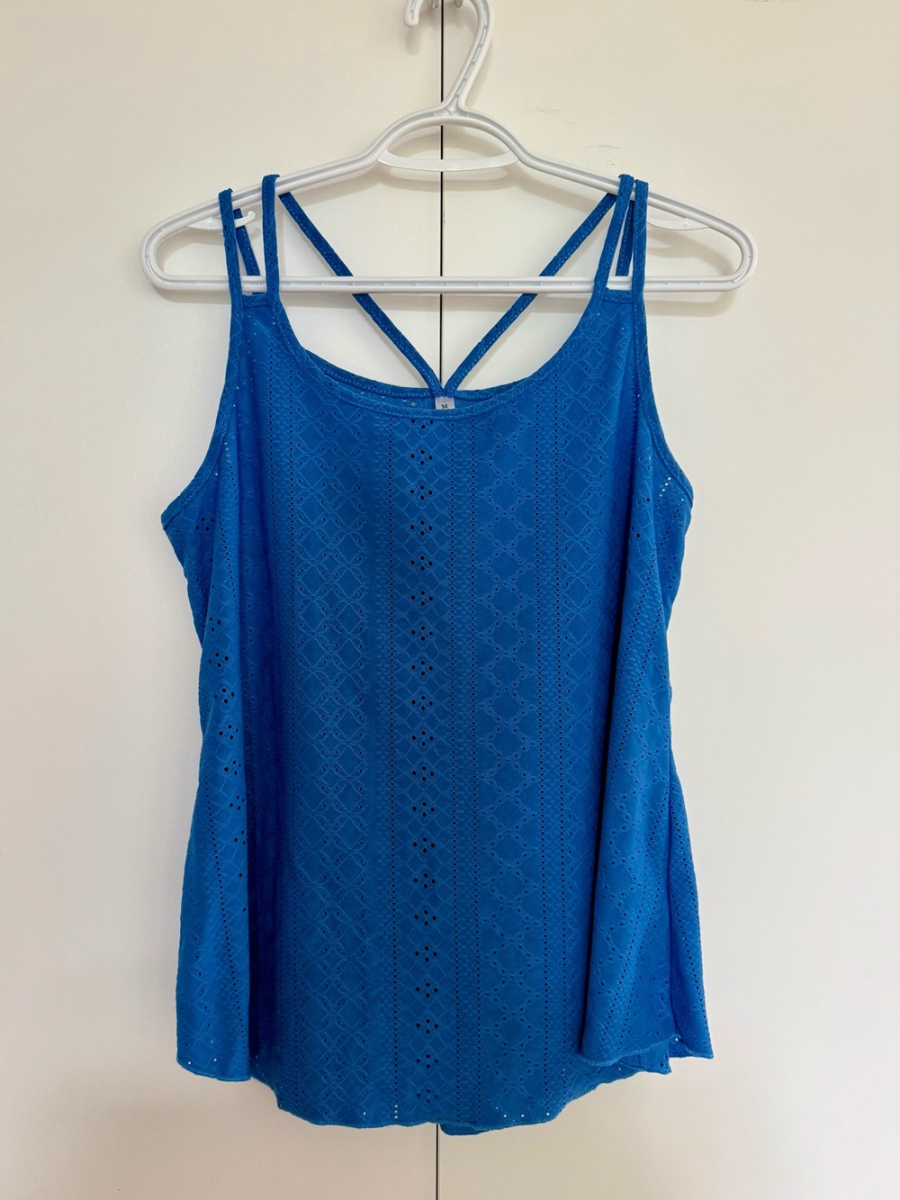 Blue Eyelet Strappy Tank Top